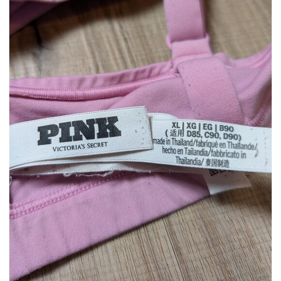 Pink Victoria's Secret Size XL Bralette Set Of 2 Bras Triangle Stretch Cute - Picture 10 of 11